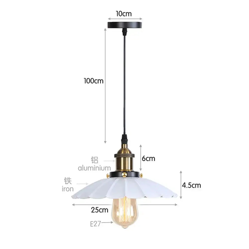 Industrial black white & copper iron pendant light dining room