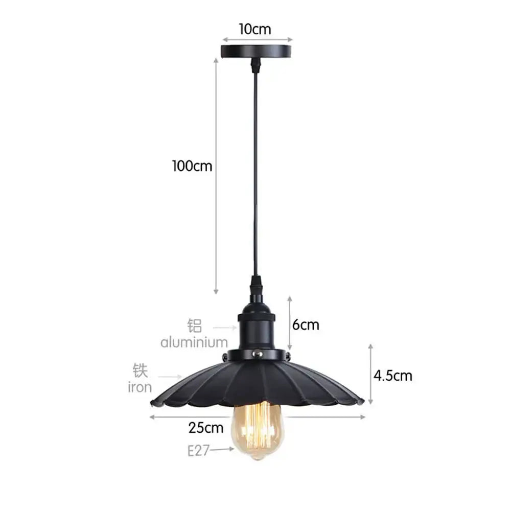 Industrial black white & copper iron pendant light dining room