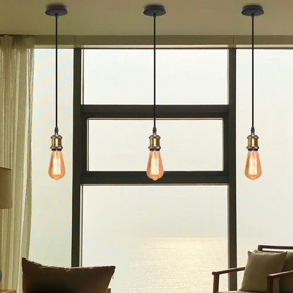 Industrial black white & copper iron pendant light dining room