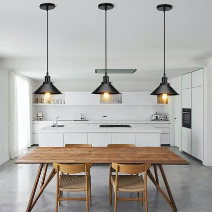 Industrial black white & copper iron pendant light dining room