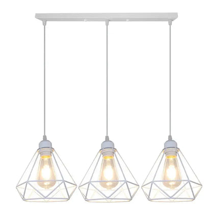 Industrial black & white diamond cage wrought iron pendant light kitchen