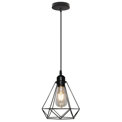 Industrial black & white diamond cage wrought iron pendant light kitchen