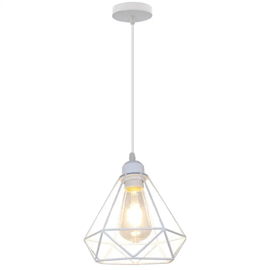 Industrial black & white diamond cage wrought iron pendant light kitchen