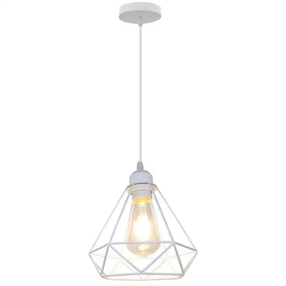 Industrial black & white diamond cage wrought iron pendant light kitchen