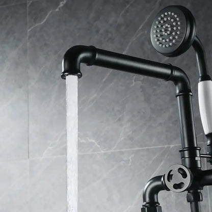 Industrial black & white dual handle shower faucet bathroom tap