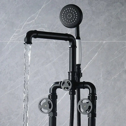 Industrial black & white dual handle shower faucet bathroom tap