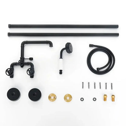 Industrial black & white dual handle shower faucet bathroom tap