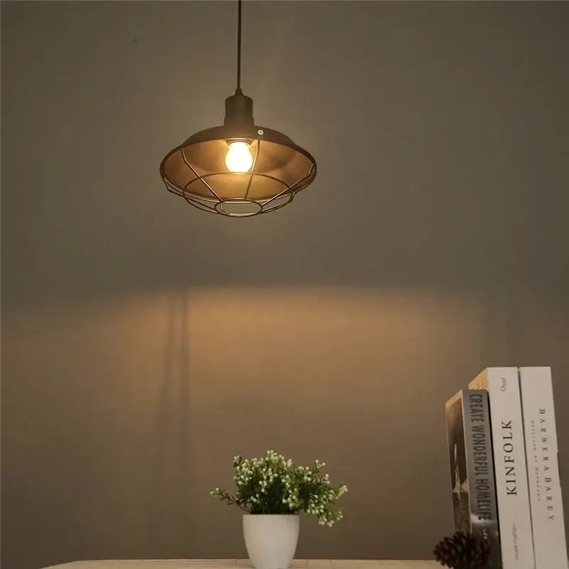 Industrial black & white iron pendant lights kitchen cage chandelier