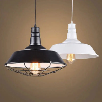 Industrial black & white iron pendant lights kitchen cage chandelier