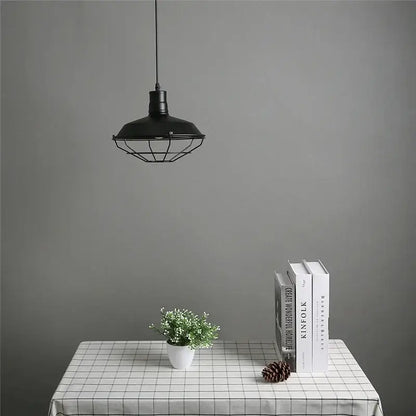Industrial black & white iron pendant lights kitchen cage chandelier