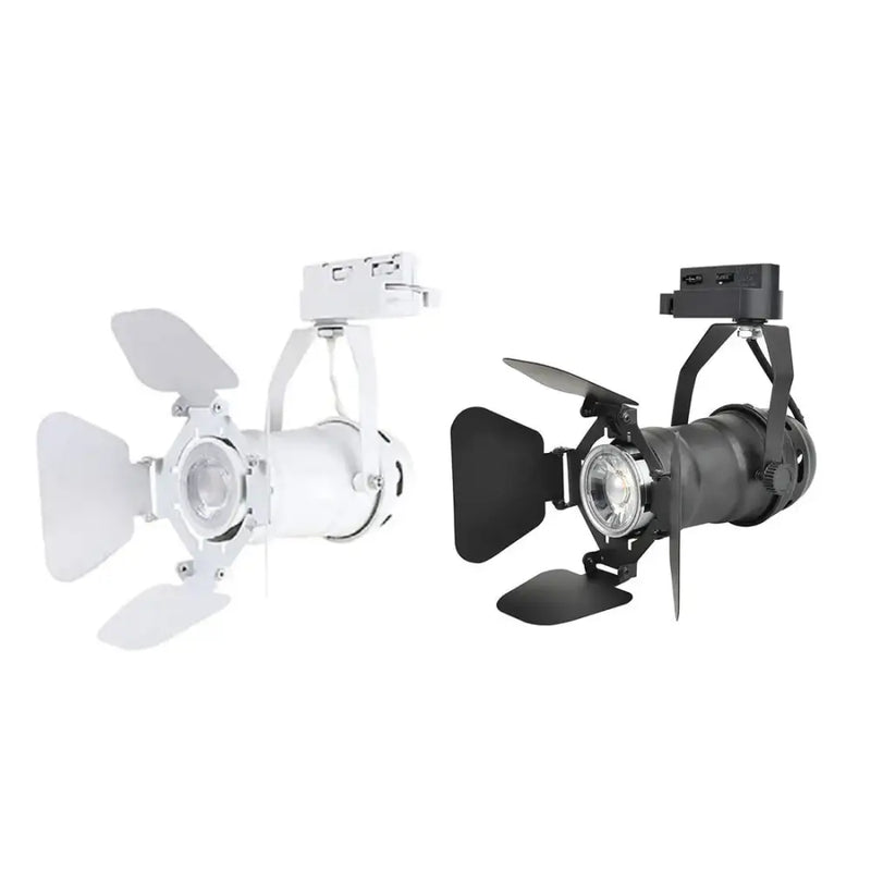 Industrial black & white track spotlight office adjustable barn doors