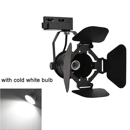 Industrial black & white track spotlight office adjustable barn doors