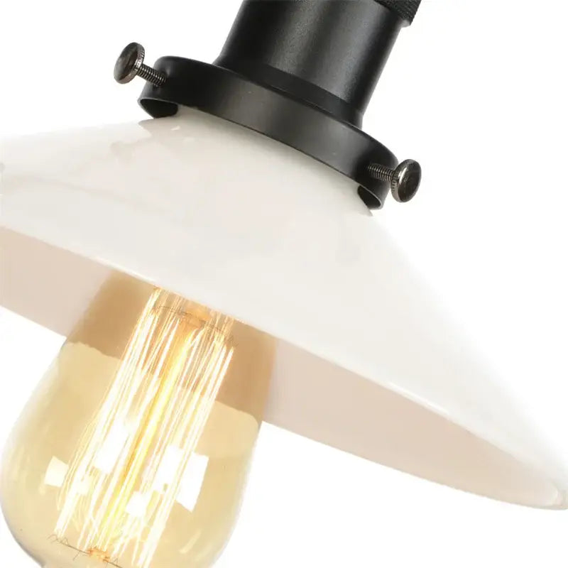 Industrial black & white wall light bedroom led sconce with pull chain
