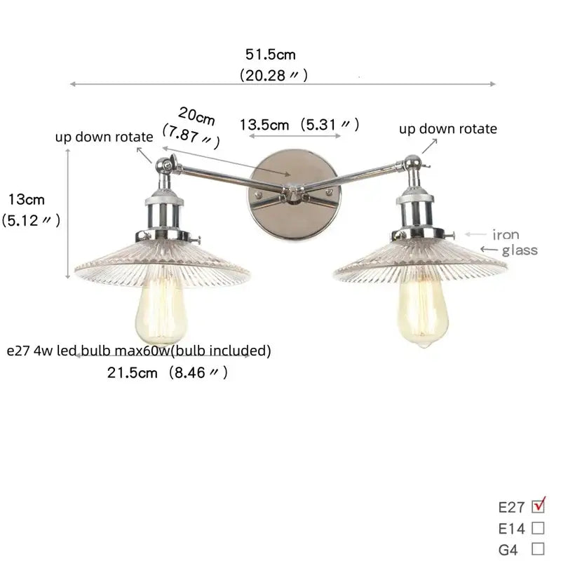 Industrial black & white wall light bedroom led sconce with pull chain