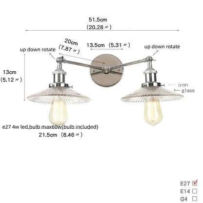 Industrial black & white wall light bedroom led sconce with pull chain
