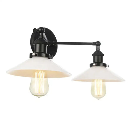 Industrial black & white wall light bedroom led sconce with pull chain