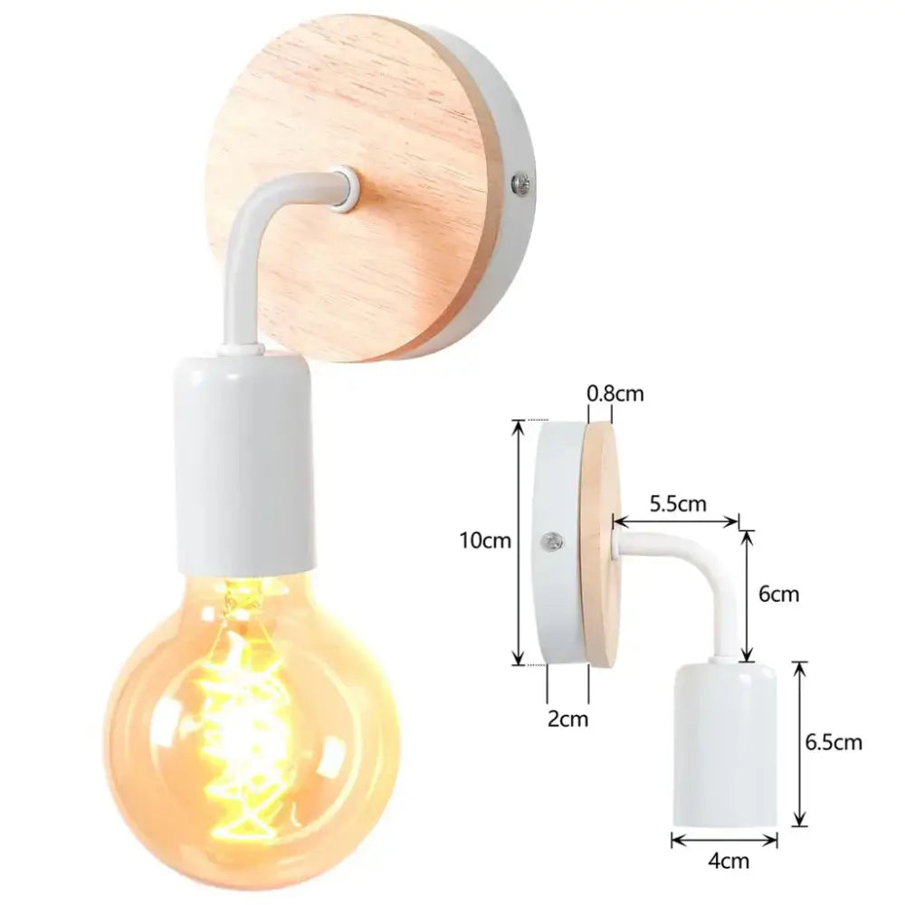 Industrial black & white wall light set bedroom wood sconces