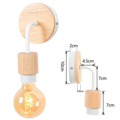 Industrial black & white wall light set bedroom wood sconces