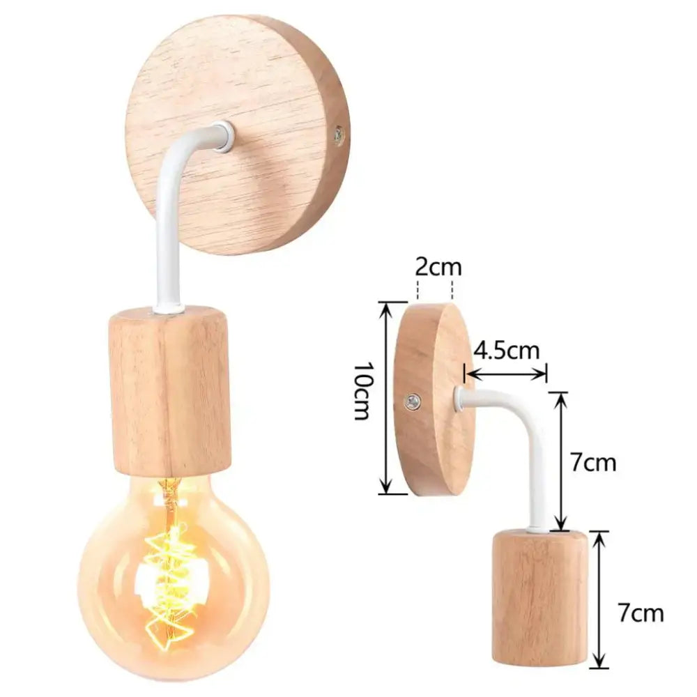 Industrial black & white wall light set bedroom wood sconces