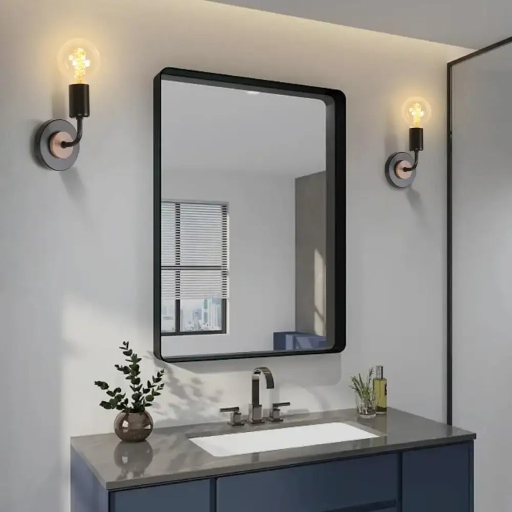 Industrial black & white wall light set bedroom wood sconces