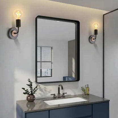 Industrial black & white wall light set bedroom wood sconces