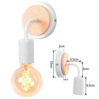Industrial black & white wall light set bedroom wood sconces