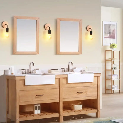 Industrial black & white wall light set bedroom wood sconces