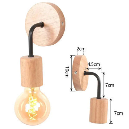 Industrial black & white wall light set bedroom wood sconces