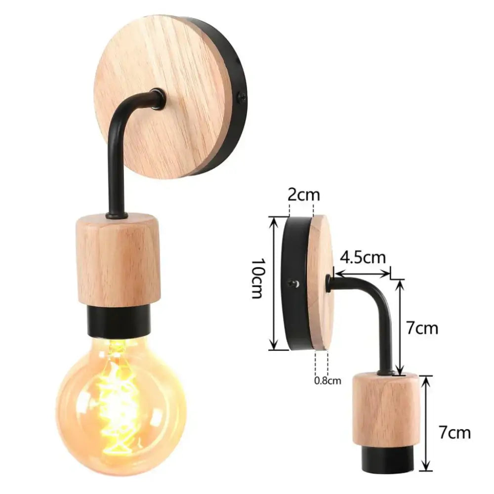 Industrial black & white wall light set bedroom wood sconces