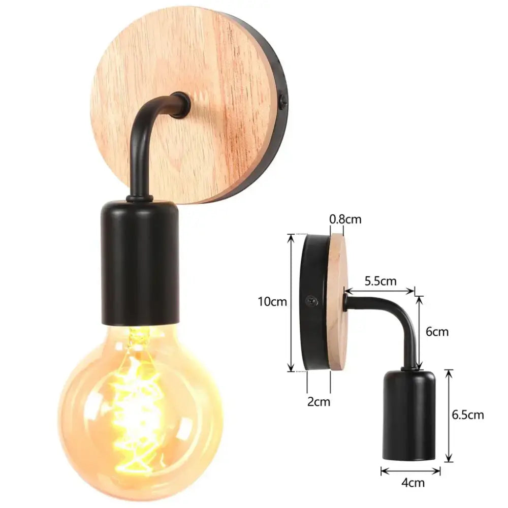 Industrial black & white wall light set bedroom wood sconces