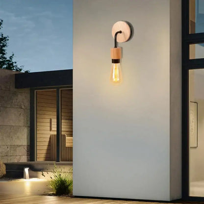 Industrial black & white wall light set bedroom wood sconces