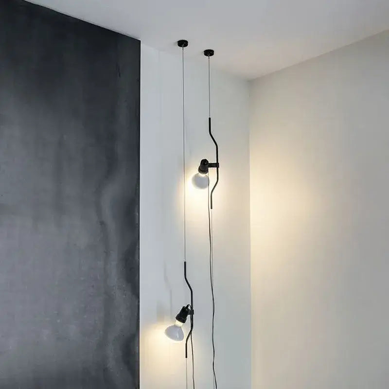 Industrial black wrought iron adjustable pendant lamp bedroom light