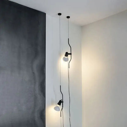 Industrial black wrought iron adjustable pendant lamp bedroom light