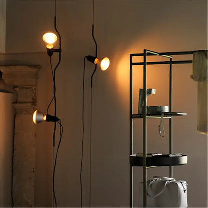 Industrial black wrought iron adjustable pendant lamp bedroom light