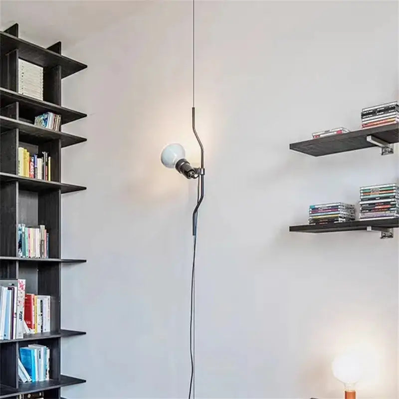 Industrial black wrought iron adjustable pendant lamp bedroom light