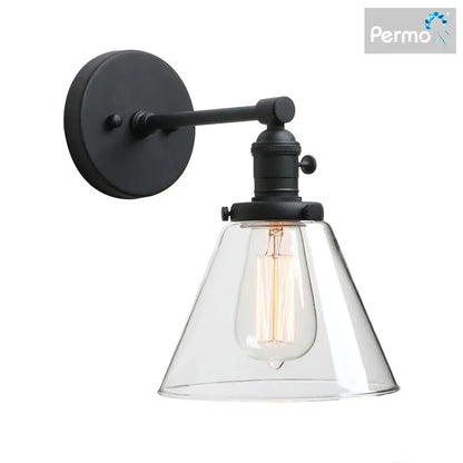 Industrial black wrought iron wall sconce – kitchen glass lamp