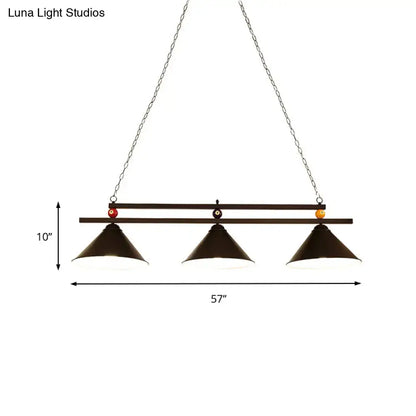 Industrial blue & black billiard ball cone shade ceiling pendant game room