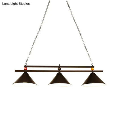 Industrial blue & black billiard ball cone shade ceiling pendant game room