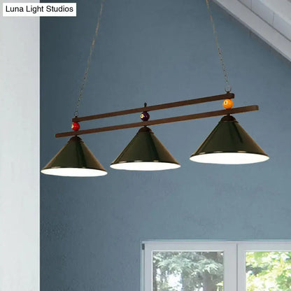 Industrial blue & black billiard ball cone shade ceiling pendant game room