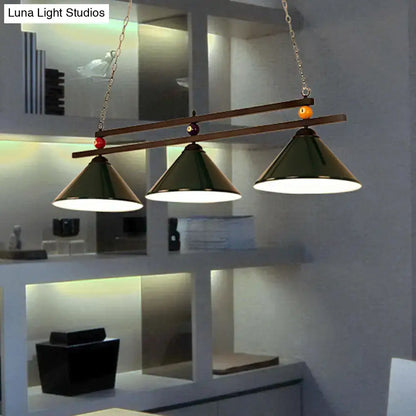 Industrial blue & black billiard ball cone shade ceiling pendant game room