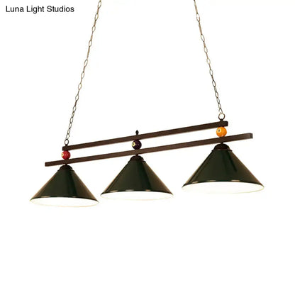 Industrial blue & black billiard ball cone shade ceiling pendant game room