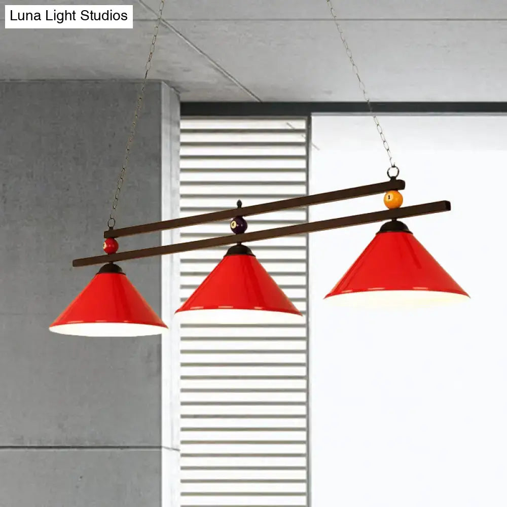 Industrial blue & black billiard ball cone shade ceiling pendant game room