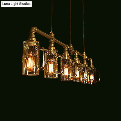 Industrial brass beer mug pendant light with clear glass e26 e27 dining room
