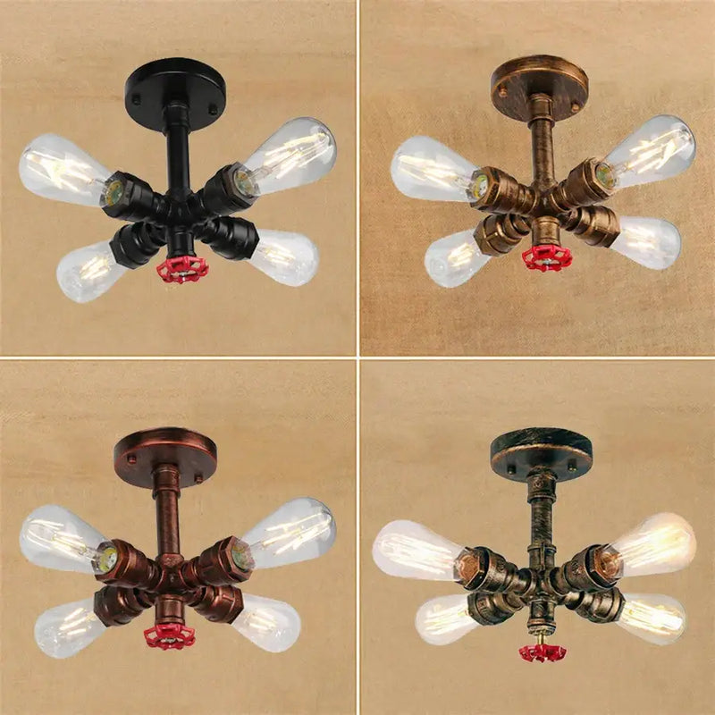 Industrial brass ceiling chandelier dining room edison light fixture