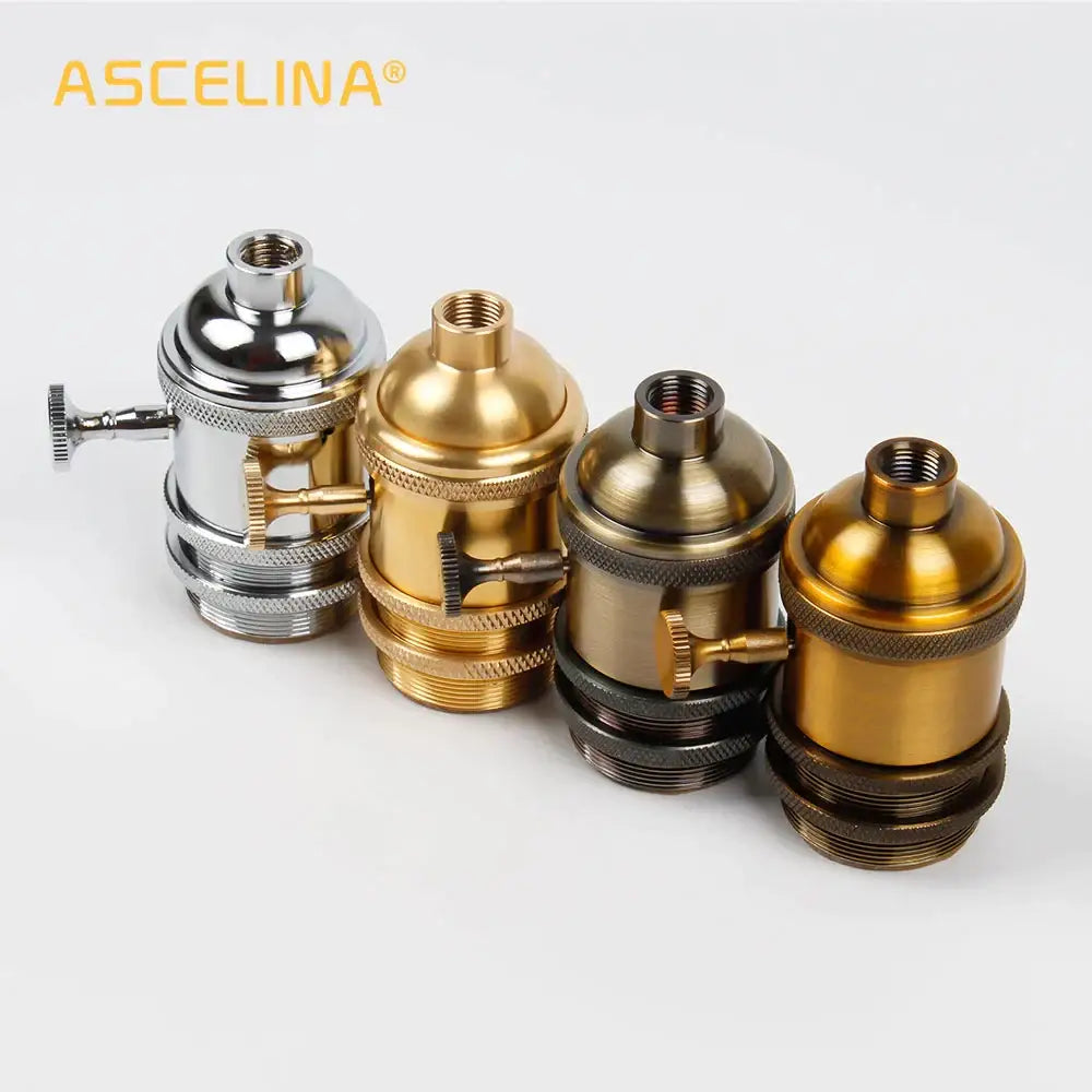 Industrial brass & chrome lamp base holder – dining room pendant