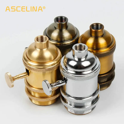 Industrial brass & chrome lamp base holder – dining room pendant