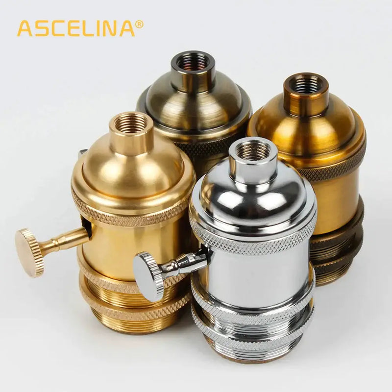 Industrial brass & chrome lamp base holder – dining room pendant