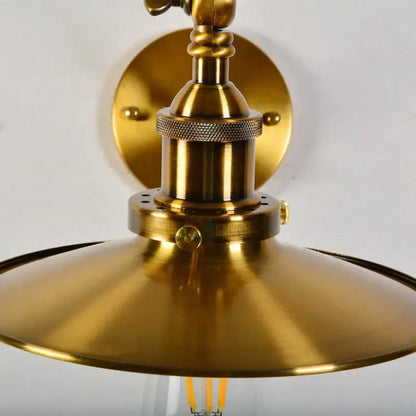 Industrial brass adjustable long arm wall lamp bedroom sconce