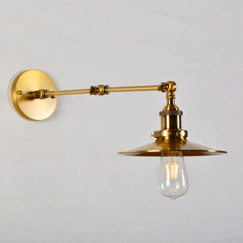 Industrial brass adjustable long arm wall lamp bedroom sconce
