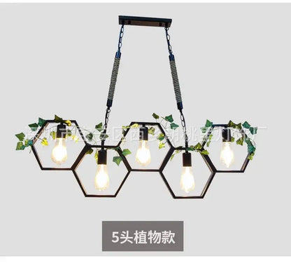 Industrial brass hexagonal pendant light – bar and restaurant dining